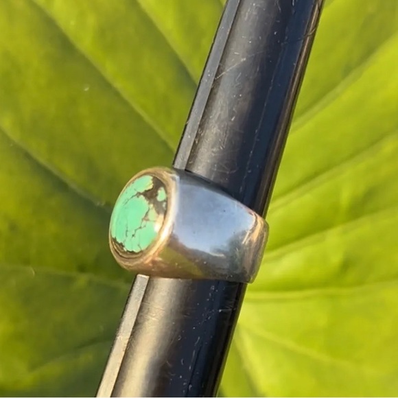 EXEX HUBEI Turquoise Sterling Silver SIZE 7.25-7.5 - Picture 5 of 5